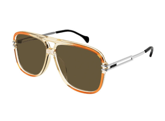 Gucci GG1105S 002 Transparent Orange/Silver/Brown