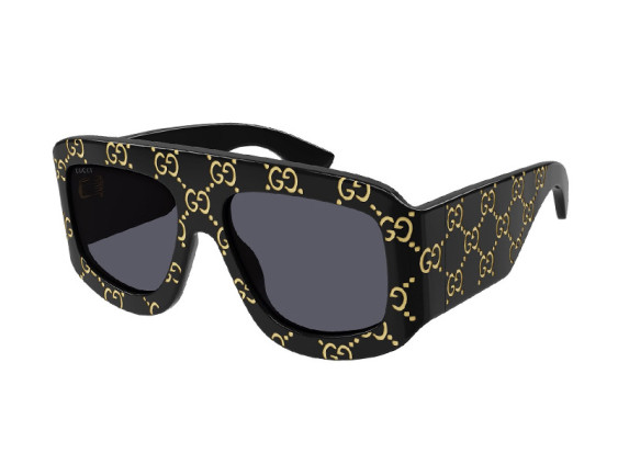 Gucci GG0983S 004 Black With Gold GG Pattern/Grey