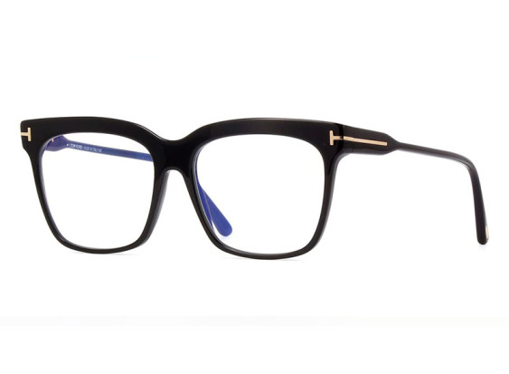 Tom Ford FT5768-B 001 Shiny black/Clear Blue Light Block 54mm