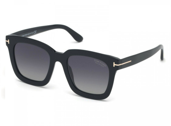 Tom Ford FT0690 01D Shiny Black/Gradient Grey Polarized W. Silver Mirror Lenses