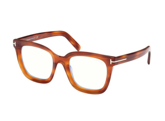 Tom Ford FT5880-B 053 Blonde Havana/Clear Blue Light Block 51mm