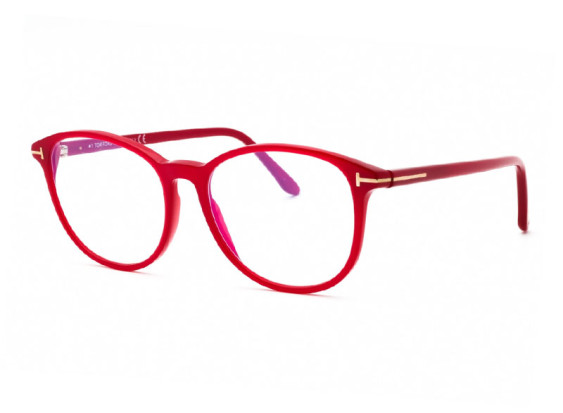 Tom Ford FT5810-B 074 Shiny Light Red/Clear Blue Light Block 53mm