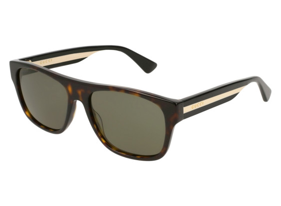 Gucci GG0341S 003 Havana with Black and Beige Stripe/Green