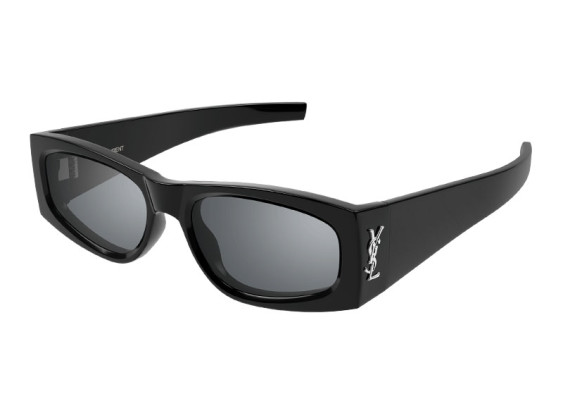 Saint Laurent SLM140 002 Shiny Black/Grey Silver Mirror