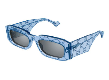 Gucci GG1426S 006 Light Blue with GG Pattern/Grey with Silver Mirror