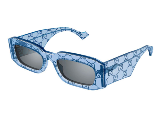 Gucci GG1426S 006 Light Blue with GG Pattern/Grey with Silver Mirror