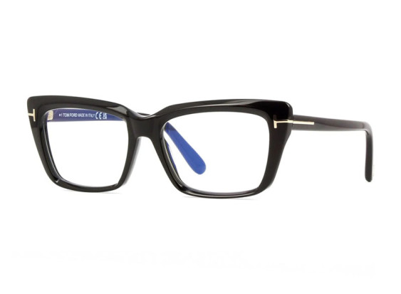 Tom Ford FT5894-B 001 Shiny Black/Clear Blue Light Block 56mm