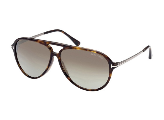 Tom Ford FT0909 52Q Dark Havana with Ruthenium/Gradient Brown-Blue with Silver Flash