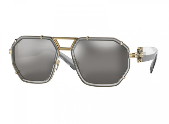 Versace VE2228 10026G Transparent Grey/Light Grey Mirror Silver 80 Lens