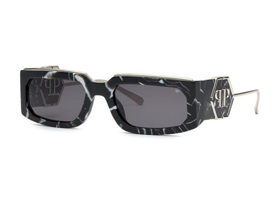 Philipp Plein SPP119M Rose Venus 0Z21 Shiny Black Marble/Silver/Smoke