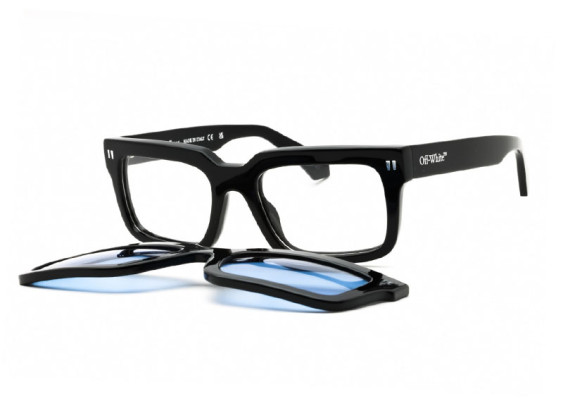 Off-White OERI130 CLIP ON2 1045 Black/Clear with Magnetic Clip-On Blue