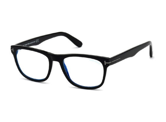 Tom Ford FT5662-B 001 Shiny Black/Clear Blue Light Block 56mm
