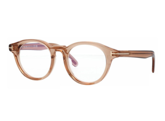 Tom Ford FT5931-D-B 045 Shiny Light Brown/Clear Blue Light Block 49mm