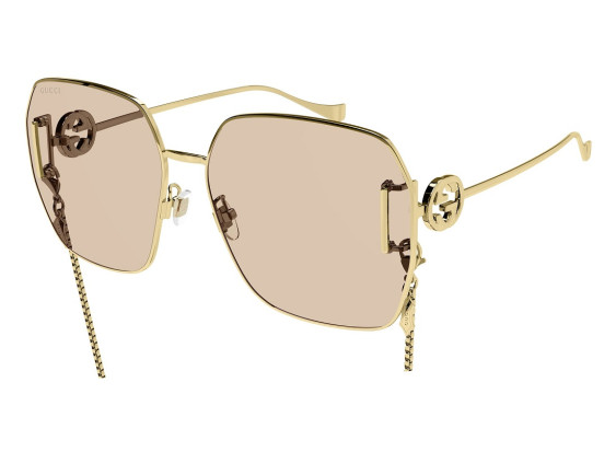 Gucci GG1207SA 001 Gold/Light Brown with Gold Chain