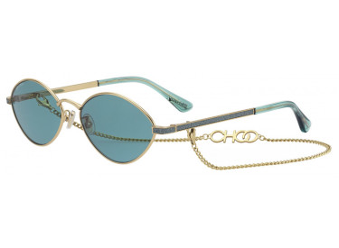 Jimmy Choo SONNY/S OGA/MT Gold Teal/Green Mirror with Gold Chain