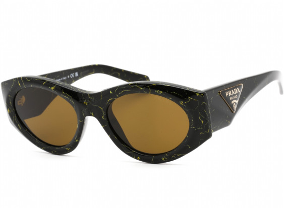 Prada PR20ZS 19D01T Black Yellow Marble/Dark Brown