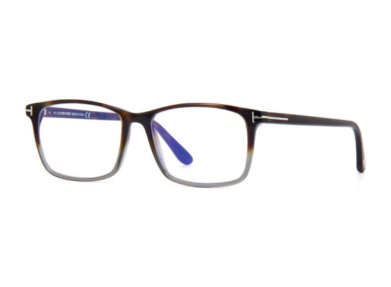 Tom Ford FT5584-B 056 Havana to Grey Gradient/Clear Blue Light Block 54mm