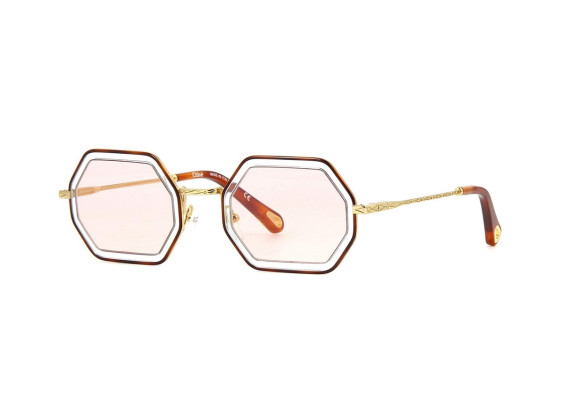Chloe CE146S 251 Havana Rimmed Gold/Dual Azure and Pink