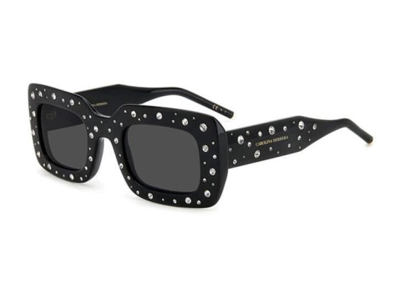 Carolina Herrera HER 0131/S 0807 IR Shiny Black with White Stones/Grey