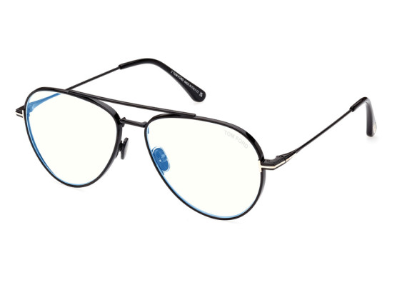 Tom Ford FT5800-B 001 Shiny Black/Matte Dark Brown/Clear Blue Light Block 56mm