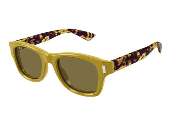 Saint Laurent SL801 004 Shiny Ocra/Spotted Havana/Solid Grey