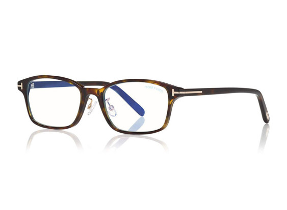 Tom Ford FT5647-D-B 052 Shiny Dark Havana/Clear Blue Light Block 53mm