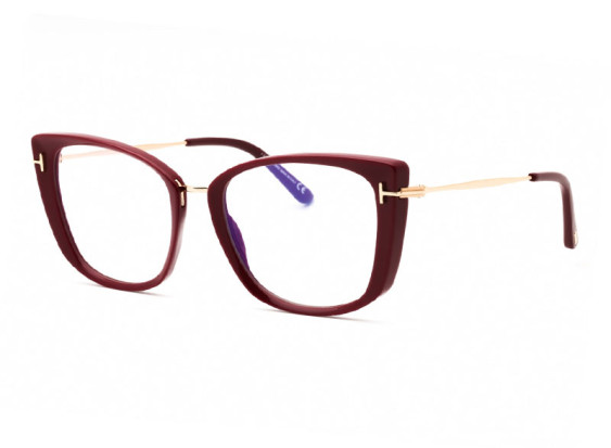 Tom Ford FT5816-B 074 Shiny Fuchsia/Rose Gold/Clear Blue Light Block Lens 53mm