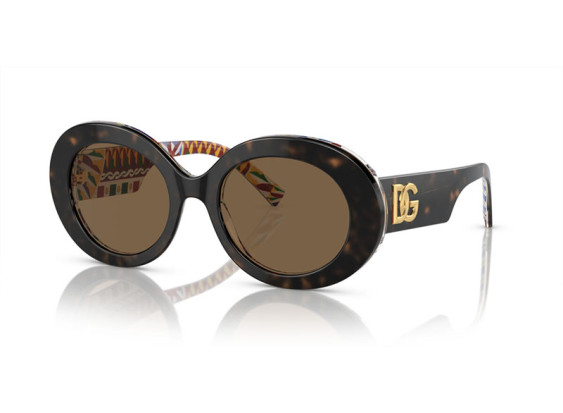 Dolce & Gabbana DG4448 321773 Havana On White Barrow/Dark Brown
