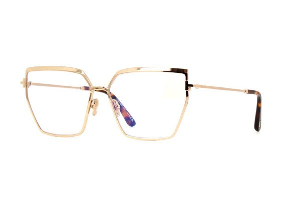 Tom Ford FT5946-B 028 Shiny Rose Gold/Clear Blue Light Block 57mm