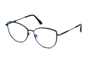 Tom Ford TF5667-B 001 Shiny Black/Clear Blue Light Block 55mm