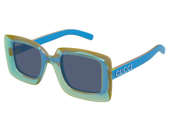 Gucci GG1718S 005 Transparent Teal with Yellow/Blue