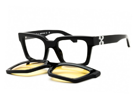 Off-White OERI14C CLIP ON 1018 Black/Clear with Magnetic Clip-On Yellow