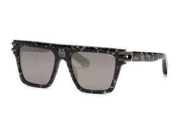 Philipp Plein SPP108V 721X Grey Havana/Smoke With Gunmetal Mirror