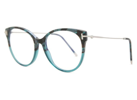 Tom Ford FT5770-B 056 Teal Havana/Palladium Blue Light Block 54mm