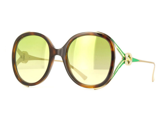 Gucci GG0226S 006 Shiny Dark Havana/Green Gradient