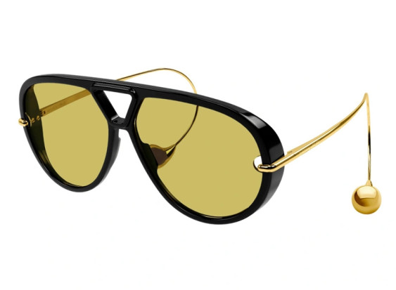 Bottega Veneta BV1273S 003 Black and Gold/Yellow