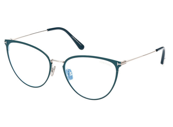Tom Ford FT5840-B 087 Shiny Turquoise/Palladium/Clear Blue Light Block 56mm