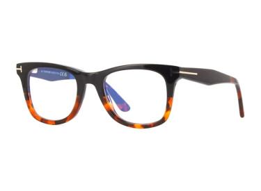 Tom Ford FT5970-B 005 Black/Havana/Clear Blue Light Block with Magnetic Clip-On 50mm