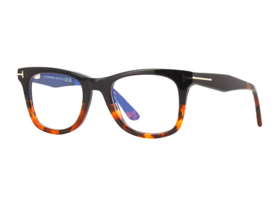 Tom Ford FT5970-B 005 Black/Havana/Clear Blue Light Block with Magnetic Clip-On 50mm
