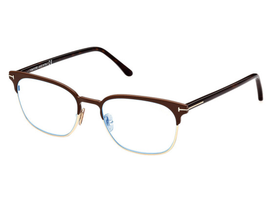 Tom Ford FT5799-B 049 Matte Dark Brown/Gold/Clear Blue Light Block 53mm