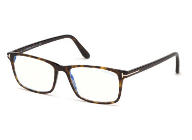 Tom Ford FT5584-B 052 Shiny Dark Havana/Clear Blue Light Block 56mm