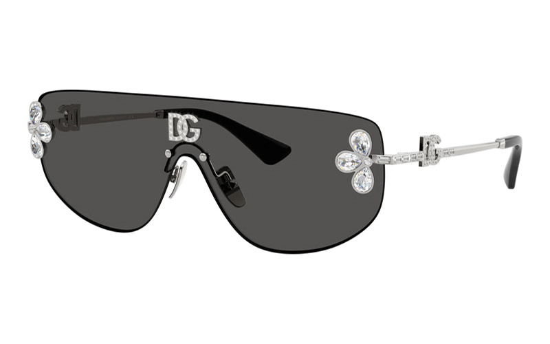 Dolce & Gabbana DG2333B 05/87 Silver with White Stone/Dark Grey