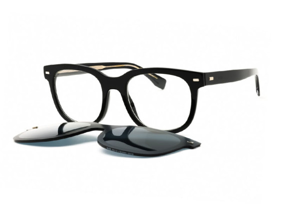 Hugo Boss BOSS 1444/CS-1 0807 IR Black/Clear with Magnetic Clip-On Grey