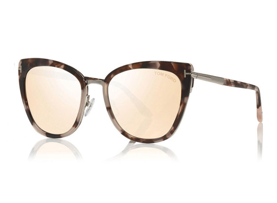 Tom Ford FT0717 55G Colored Havana/Palladium/Champagne with Silver Mirror