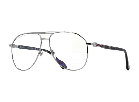 Gucci GG1220S 006 Silver/Transparent To Blue Photochromic