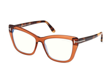 Tom Ford FT5826-B 048 Shiny Dark Brown/Clear Blue Light Block 55mm