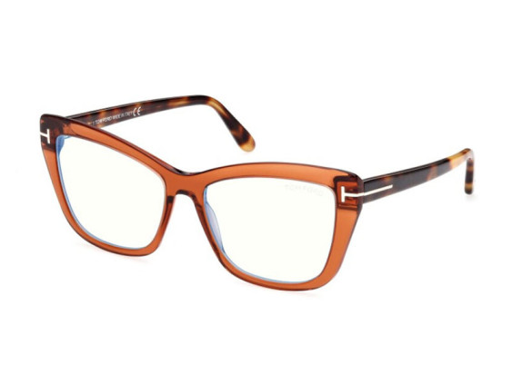 Tom Ford FT5826-B 048 Shiny Dark Brown/Clear Blue Light Block 55mm