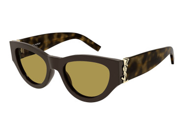 Saint Laurent SLM94 010 Shiny Dark Brown/Nicotine