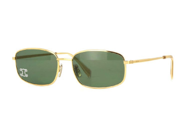 Celine CL40285U RHINESTONE TRIOMPHE 30N Shiny Endura Gold/Green with Crystal Logo Studs