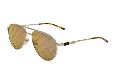 Gucci GG1679S 002 Shiny Gold/Yellow with GG Logo Pattern Mirror